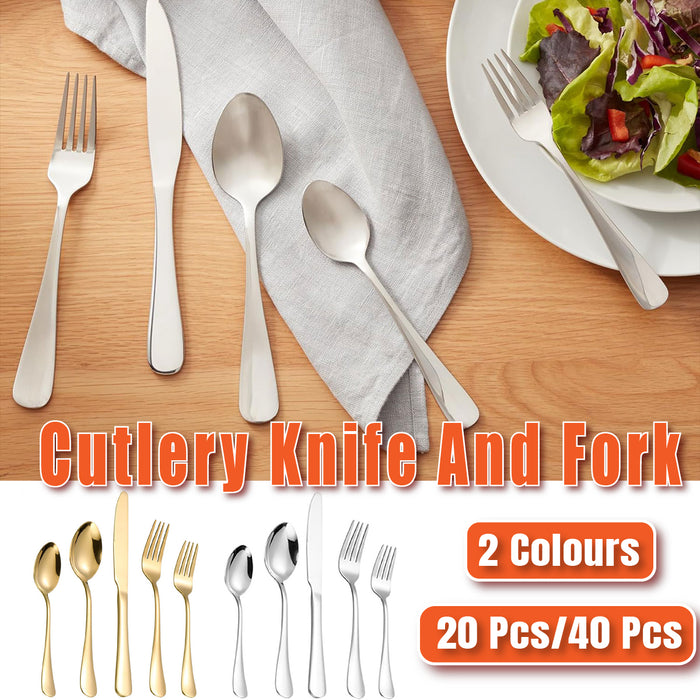 20 Or 40 Pcs Stainless Steel Cutlery Set Polished Finish