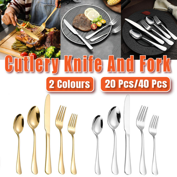 20 Or 40 Pcs Stainless Steel Cutlery Set Polished Finish