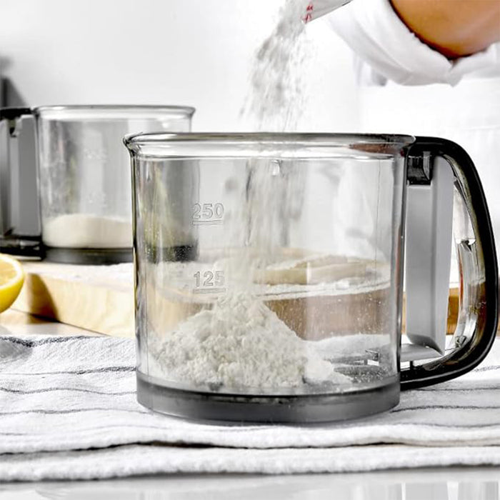 Semi-Automatic Handheld Flour Sifter with Fine Mesh for Baking and Straining