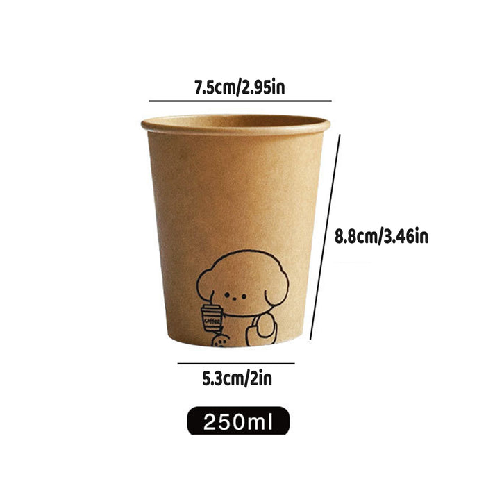 300 Pcs Kraft Paper Cups 250ml Leak Resistant Animal Print