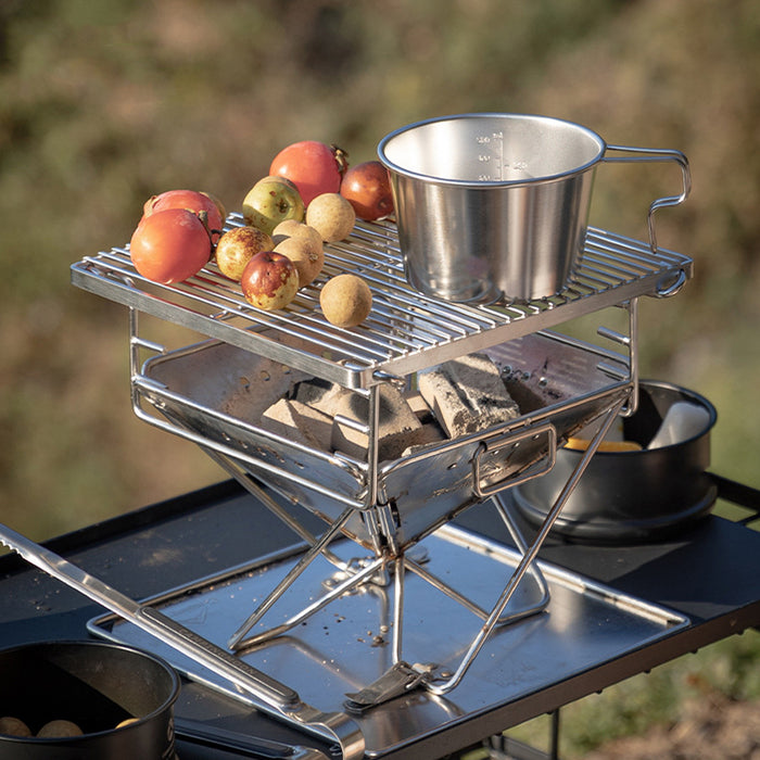 304 Stainless Steel Foldable BBQ Grill with Storage Bag 24.9 x 24 x 21.5 cm
