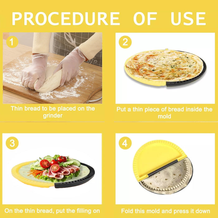 Sandwich Maker Tool Round Food Grade Plastic Yellow Black