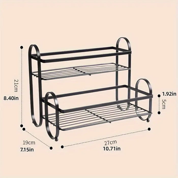 Double Shelf Iron Storage Rack Carbon Steel Countertop Organiser