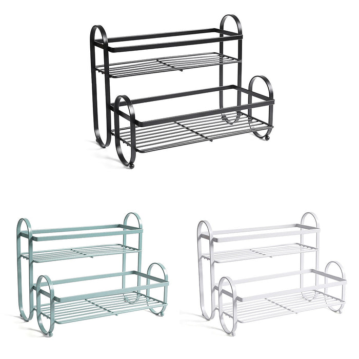 Double Shelf Iron Storage Rack Carbon Steel Countertop Organiser
