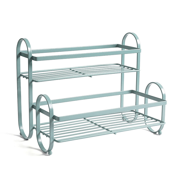 Double Shelf Iron Storage Rack Carbon Steel Countertop Organiser