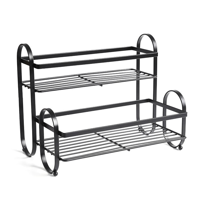 Double Shelf Iron Storage Rack Carbon Steel Countertop Organiser