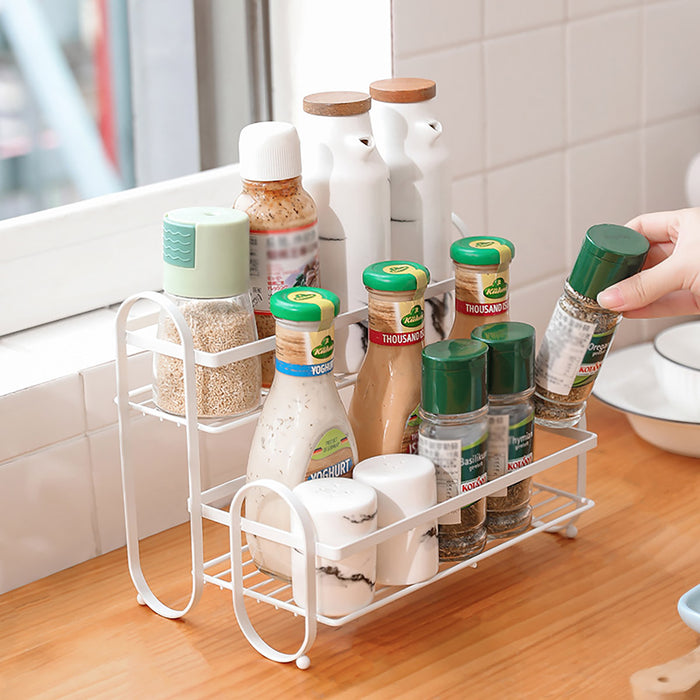 Double Shelf Iron Storage Rack Carbon Steel Countertop Organiser