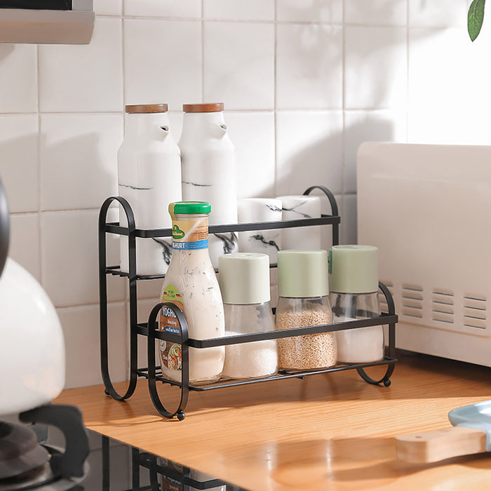 Double Shelf Iron Storage Rack Carbon Steel Countertop Organiser