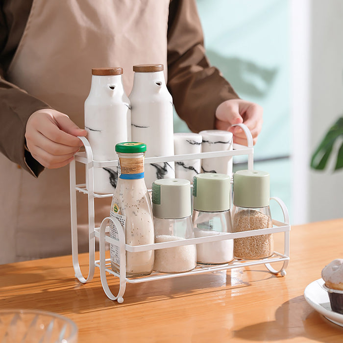 Double Shelf Iron Storage Rack Carbon Steel Countertop Organiser