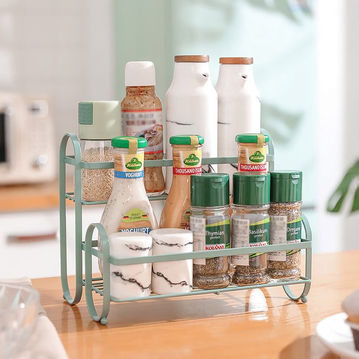 Double Shelf Iron Storage Rack Carbon Steel Countertop Organiser