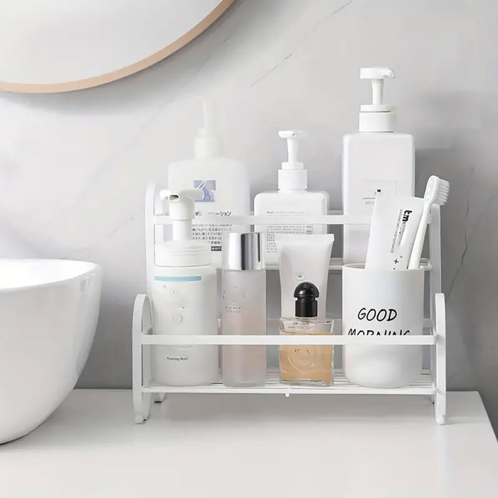 Double Shelf Iron Storage Rack Carbon Steel Countertop Organiser
