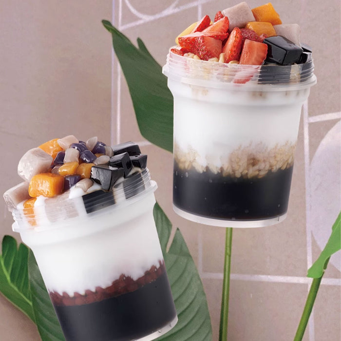 50 Pcs Dessert Takeaway Cups with Double Lids 300ml 500ml