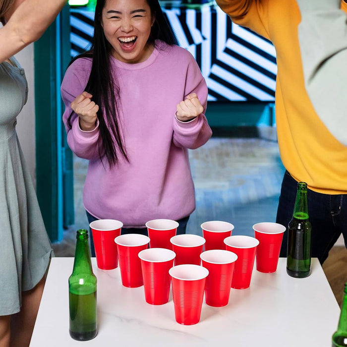 50PCS 16oz Red Plastic Party Cups With Textured Grip