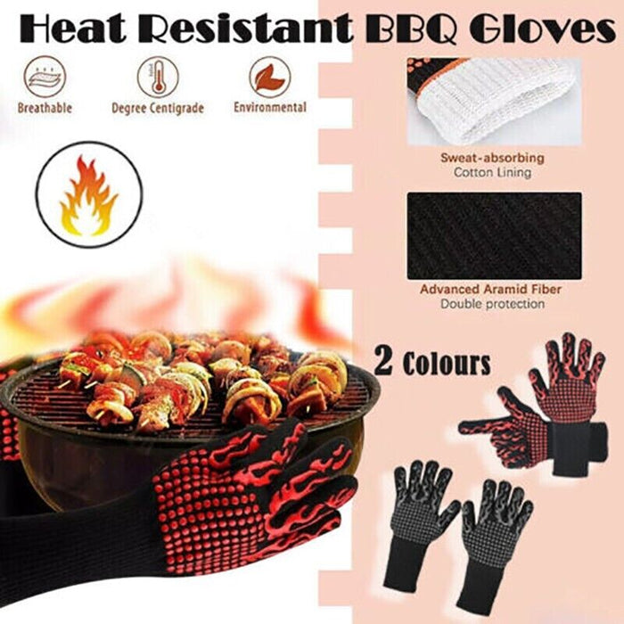 2 Pcs Silicone Oven Mitts Heat Resistant Kitchen Cooking Gloves 35cm