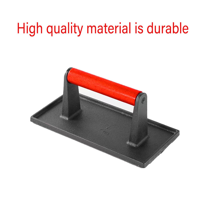 2PCS Cast Iron Meat Press Beech Wood Handle Round Square