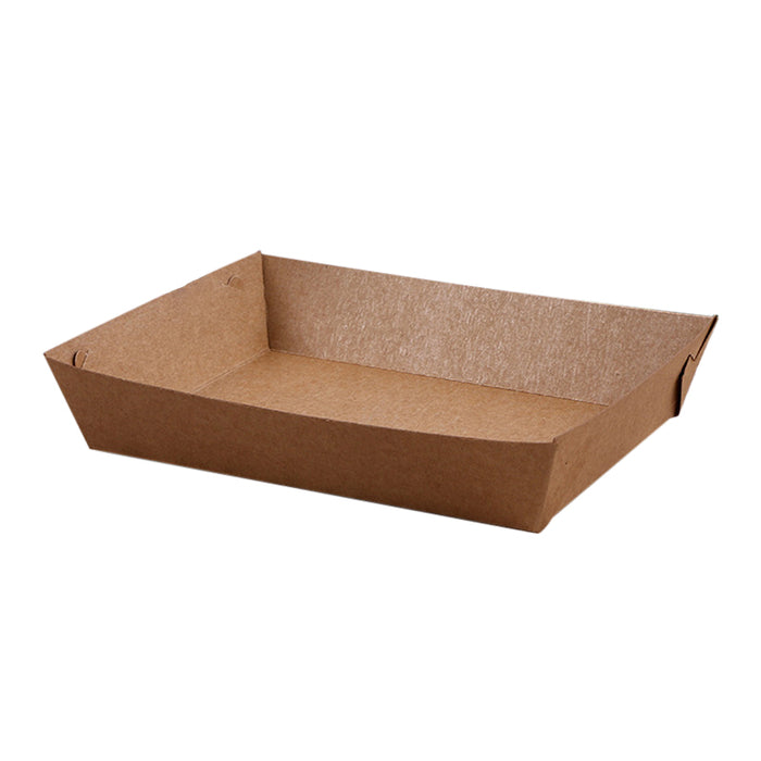 500PCS Kraft Cardboard Food Disposable Tray Brown Party Chips Takeaway Container