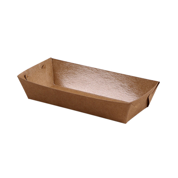 500PCS Kraft Cardboard Food Disposable Tray Brown Party Chips Takeaway Container
