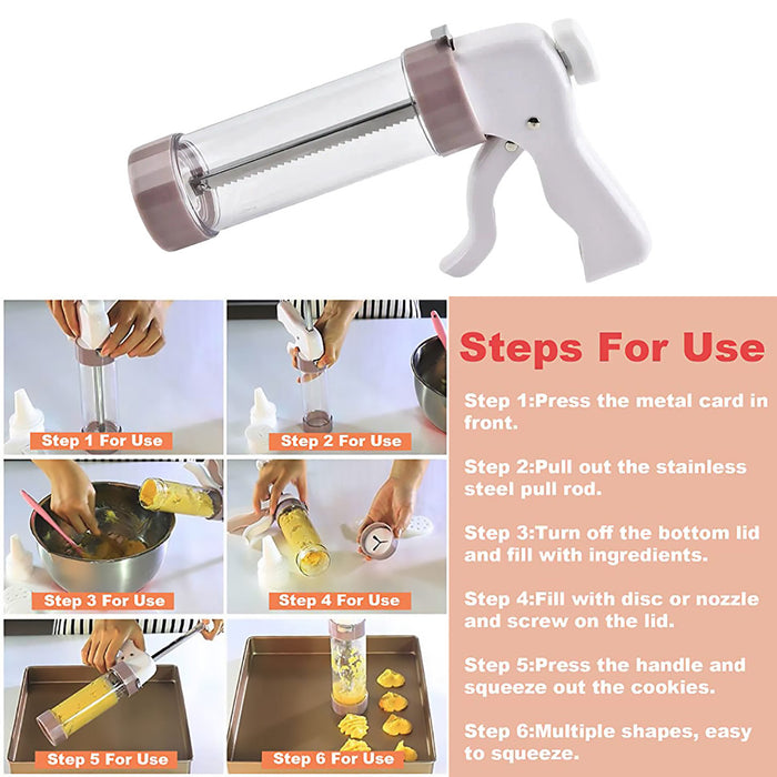 20 Pcs Manual Cookie Press Kit with 6 Nozzles and 13 Stamps