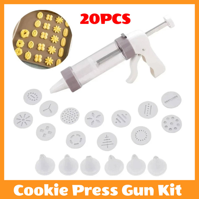 20 Pcs Manual Cookie Press Kit with 6 Nozzles and 13 Stamps