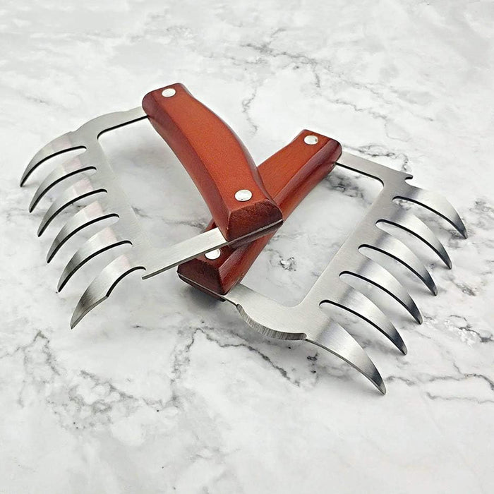 2 Pcs Meat Divider Claws with Wooden Handles 10.5cm