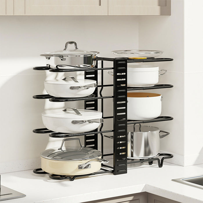 Pot Lid Storage Rack Foldable Multi Tier Iron Black