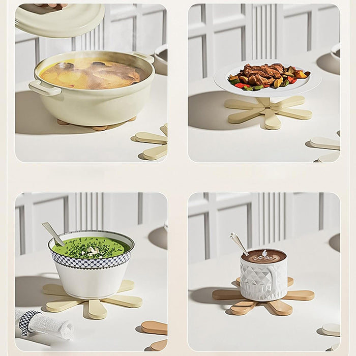 3PCS Foldable Silicone Pot Coaster Set With Stand