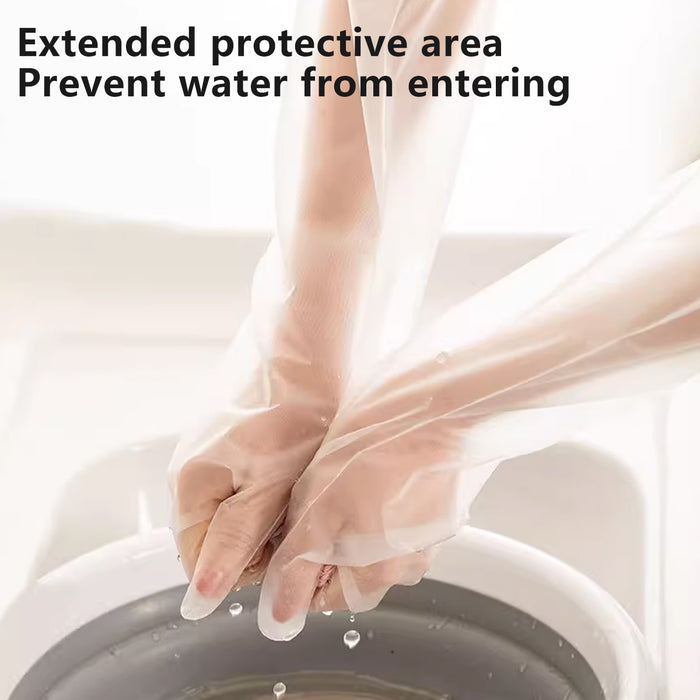 50 Pcs Waterproof Extended Arm Household Cleaning Gloves 60cm