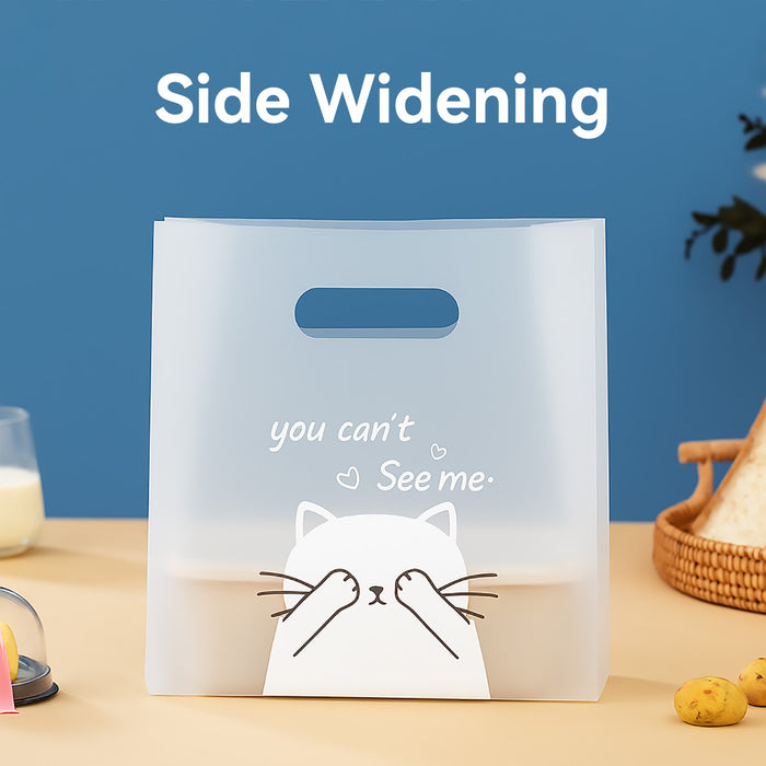 50 Pcs Frosted Plastic Gift Bags with Cat Print Reusable for Party and Wedding