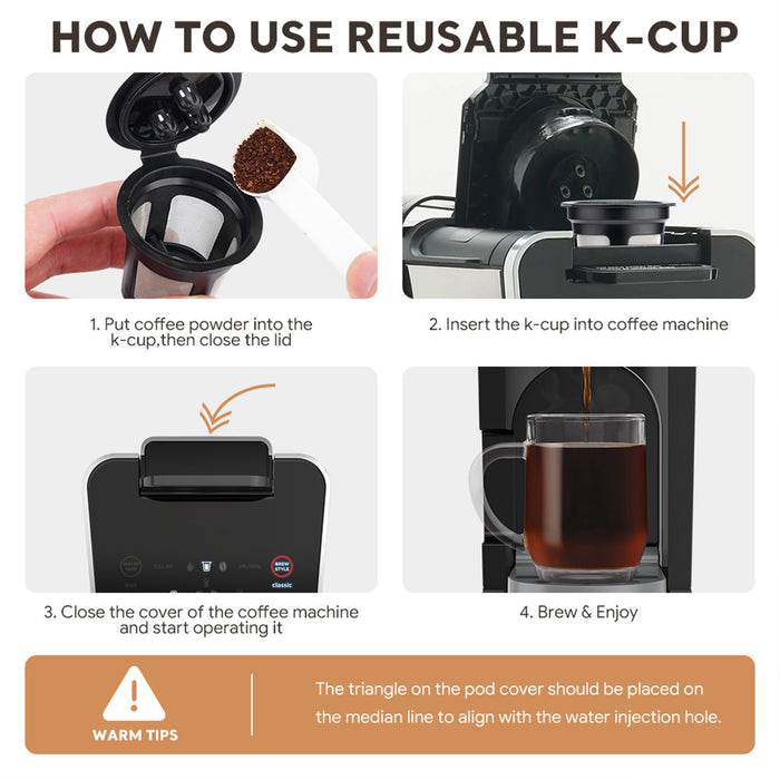 4 Pcs Reusable K-Cup Capsules Three-Hole for Ninja Dual Brew