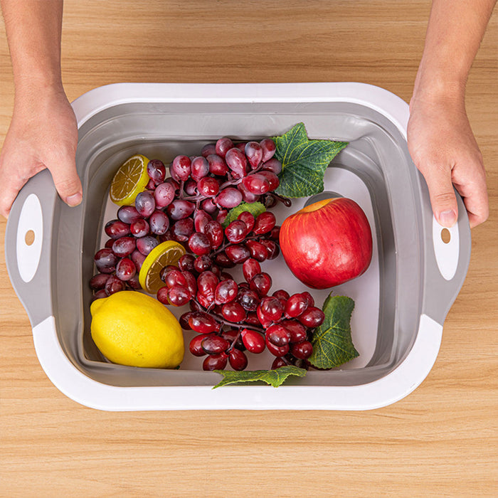 Foldable Sink Cutting Board with Draining Basket 42cm