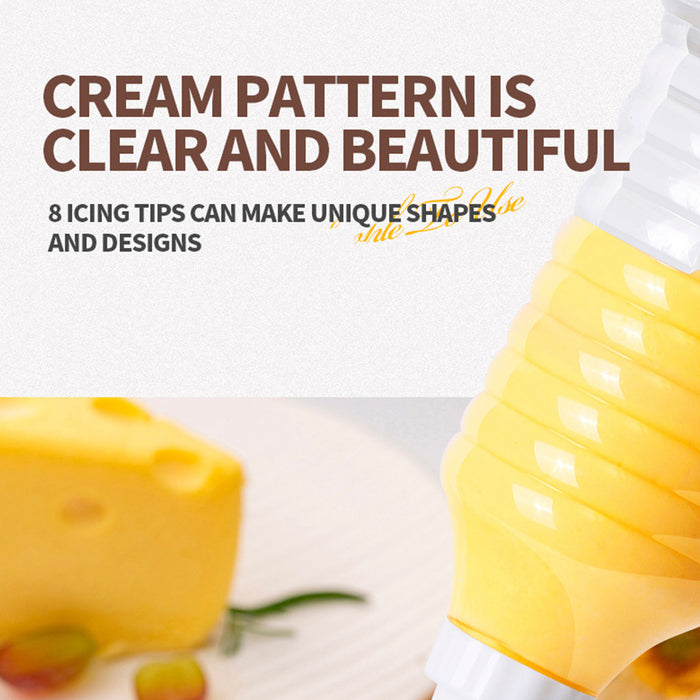 Cookie Press Gun with 8 Nozzles Food-Grade Plastic White