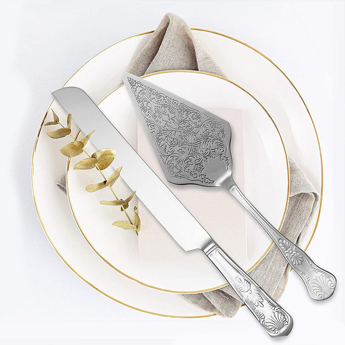 Cake Knife And Scoop Set Stainless Steel Gold Silver