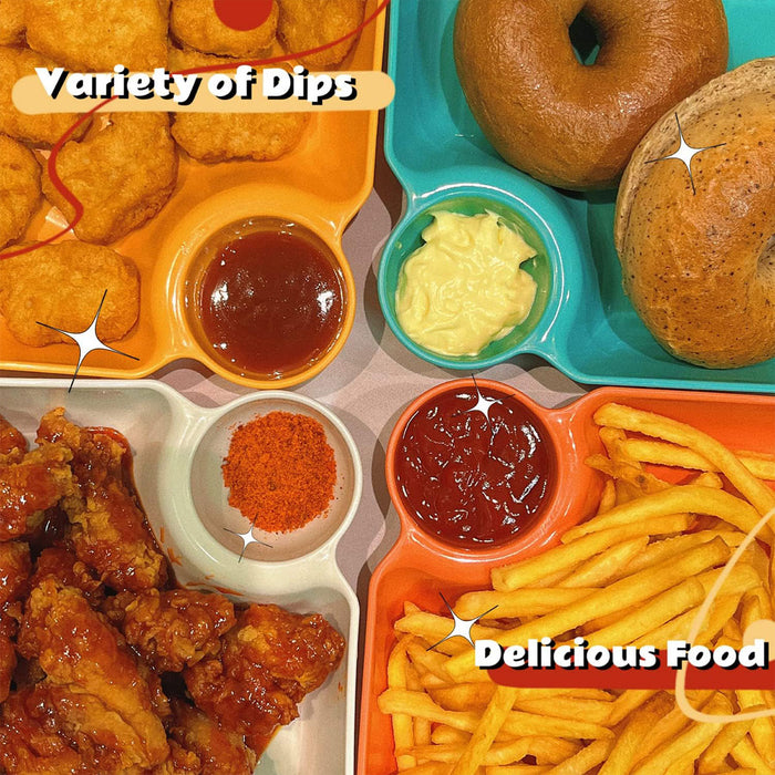 Square Plate with Dipping Tray, 8pcs