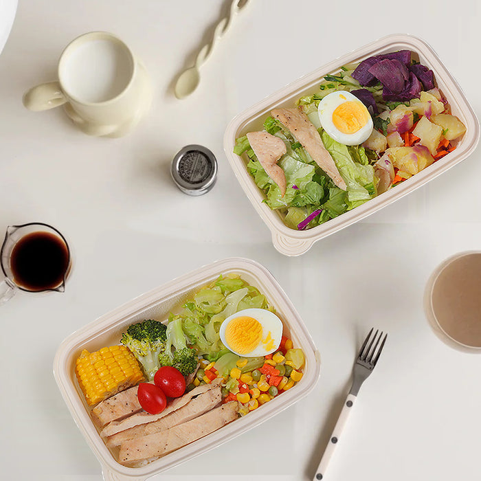 50Pcs Corn Starch Lunch Boxes Biodegradable Takeout Food Containers