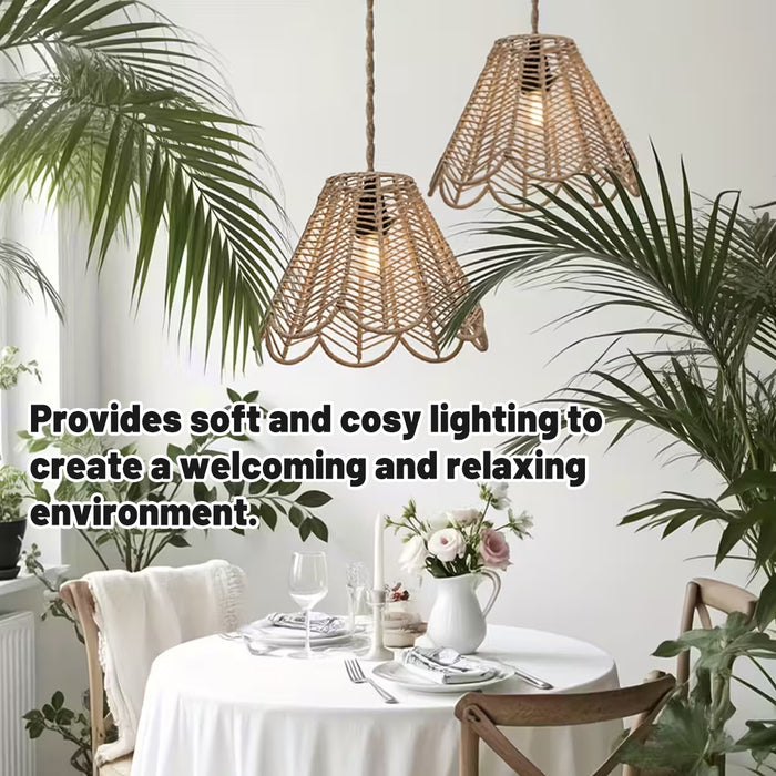 Paper Rope Chandelier Cover Khaki Hand Woven Country Style