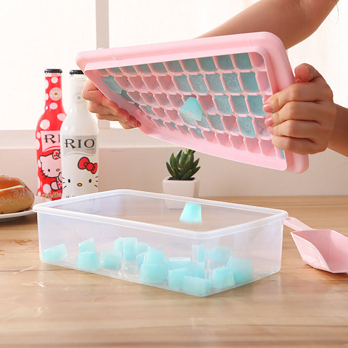 55 Grid Ice Cube Tray with Lid Storage Box and Scoop Set