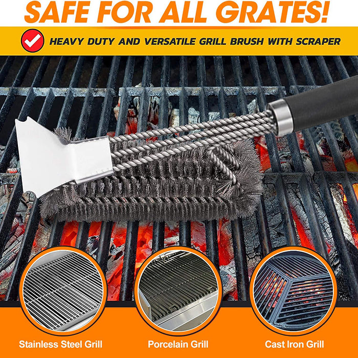 BBQ Grill Brush and Scraper 18 Inch Stainless Steel Bristles