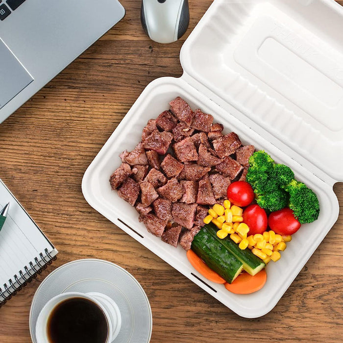 200/250PCS Biodegradable Compostable Clamshell Food Boxes for Hot Food