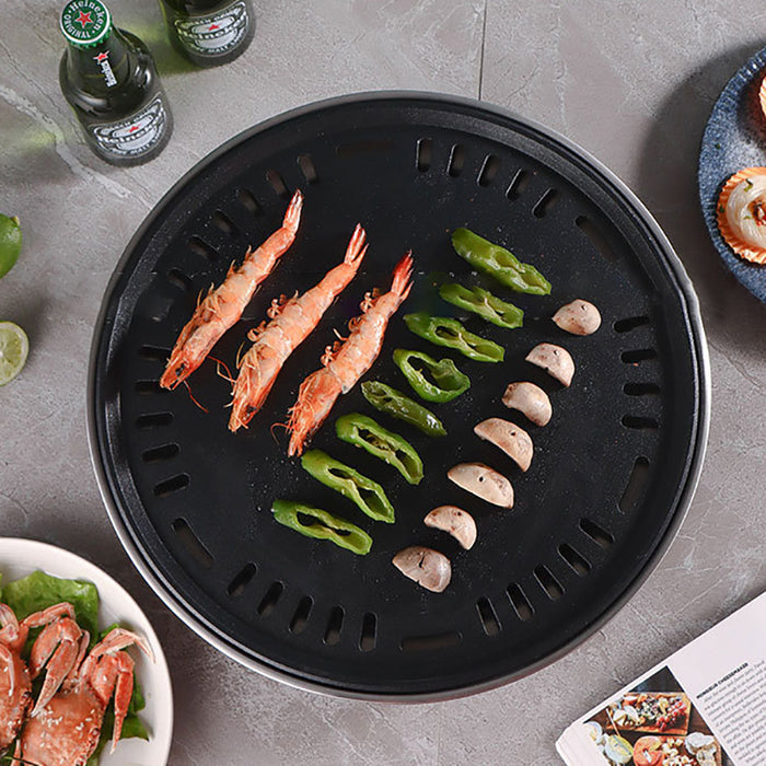 Stainless Steel Charcoal BBQ Grill Set with Roasting Pan and Mesh