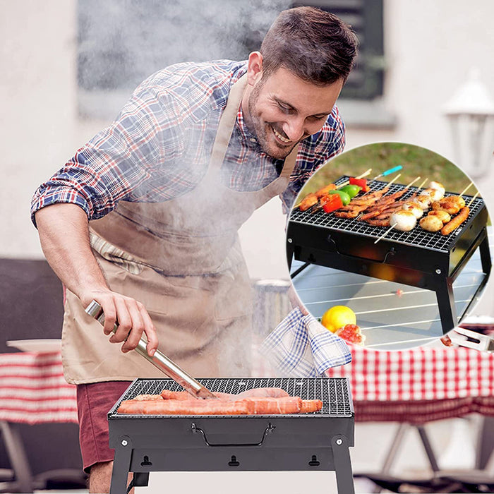 Portable Foldable Charcoal BBQ Grill Iron Steel 35 x 20 x 26 cm for Camping