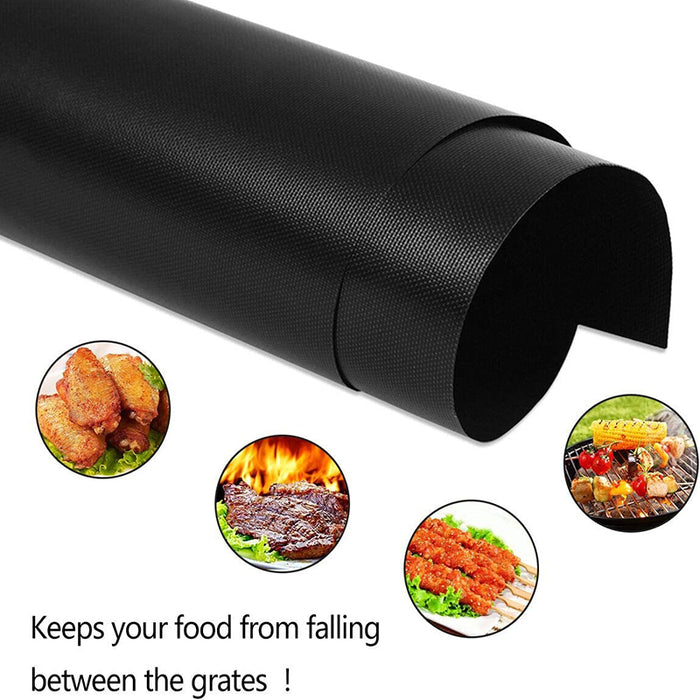5Pcs Non-Stick BBQ Grill Mats with Brush and Clips Reusable 15.75×13 Inch