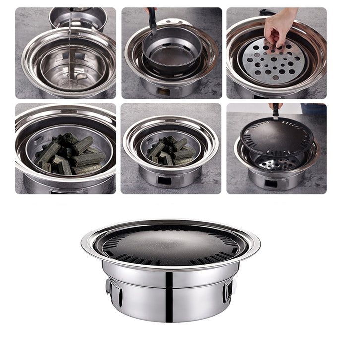 Portable Charcoal BBQ Grill Stainless Steel Medium