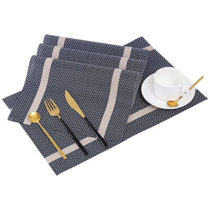 4pcs Anti-Skid Woven Placemat, Heat Resistant PVC Mat