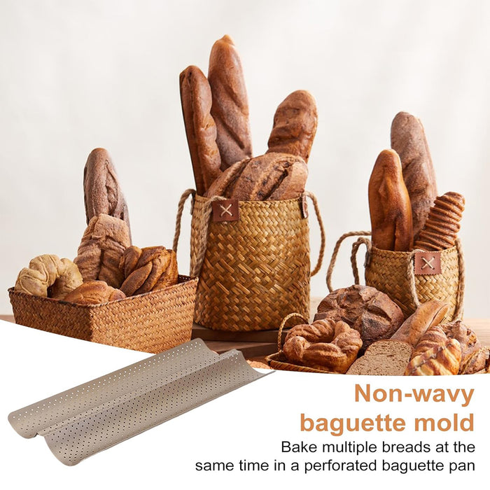 Nonstick Baguette Baking Tray with 2 Compartments Carbon Steel