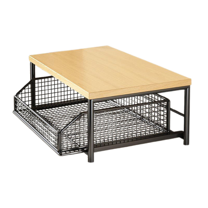 Kitchen Countertop Storage Rack With Drawer Iron Wood