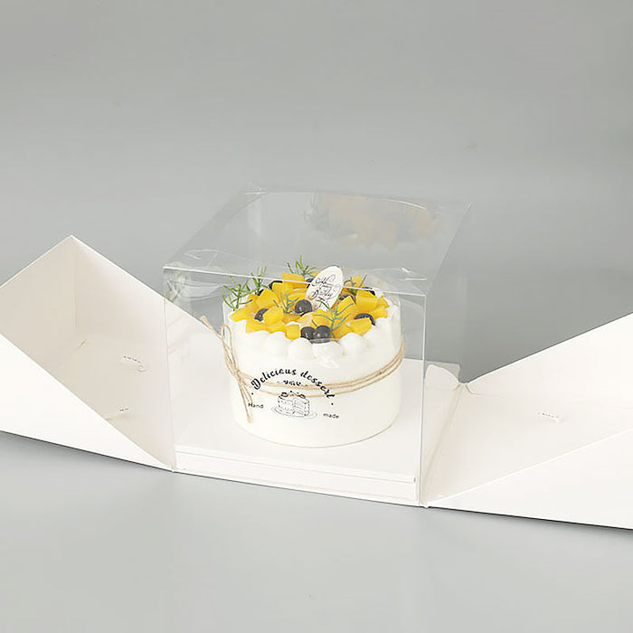 10 Pcs Clear Cake Box with Window and Ribbon 4 6 or 8 Inch