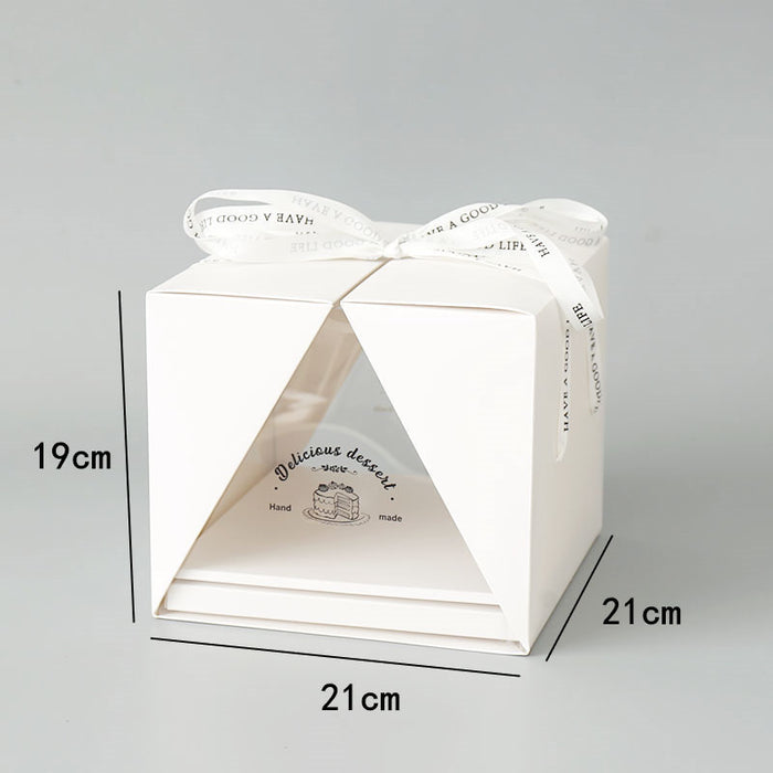 10 Pcs Clear Cake Box with Window and Ribbon 4 6 or 8 Inch