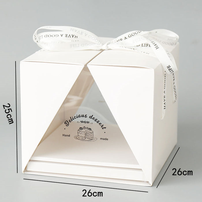 10 Pcs Clear Cake Box with Window and Ribbon 4 6 or 8 Inch