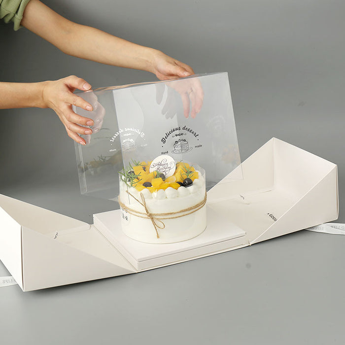 10 Pcs Clear Cake Box with Window and Ribbon 4 6 or 8 Inch