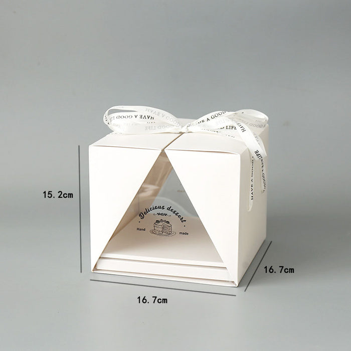 10 Pcs Clear Cake Box with Window and Ribbon 4 6 or 8 Inch